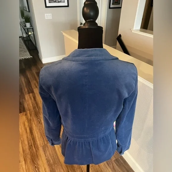 Talbot’s Blue Velvet Military Style Jacket with Structured Fit - Size 8 - Picture 8 of 12